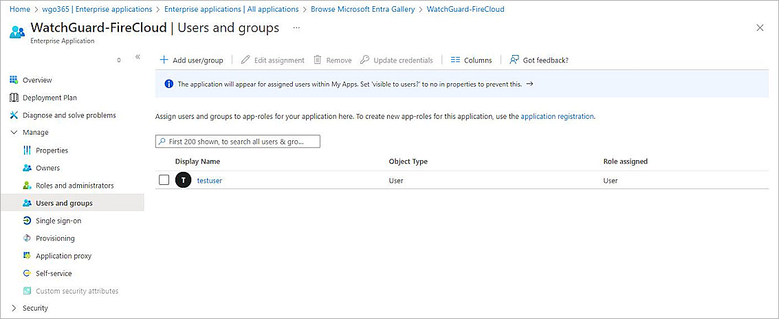 Screenshot of Microsoft Entra ID, users and groups page